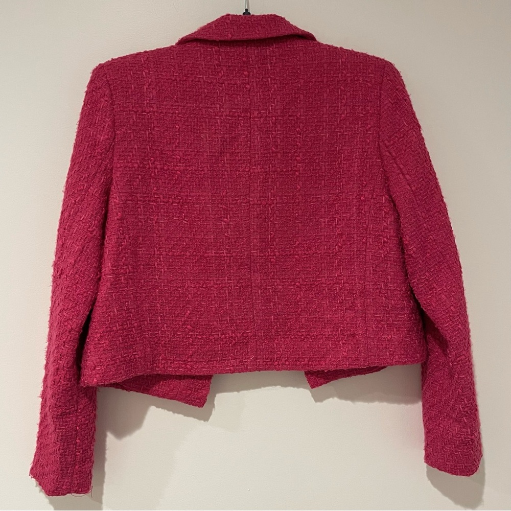 Rachel Zoe XS Pink Tweed Boucle Cropped Blazer Jacket Office Work Chic Old Money - Picture 3 of 6